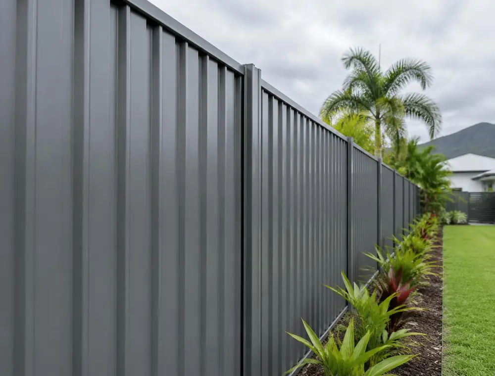 Colorbond boundary fence in Mackay style yard (indicative image)